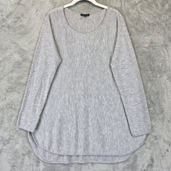 Eileen Fisher Sweater Womens XL Gray 100% Cashmere Tunic Scoop Long Sleeve Soft - Picture 1 of 9